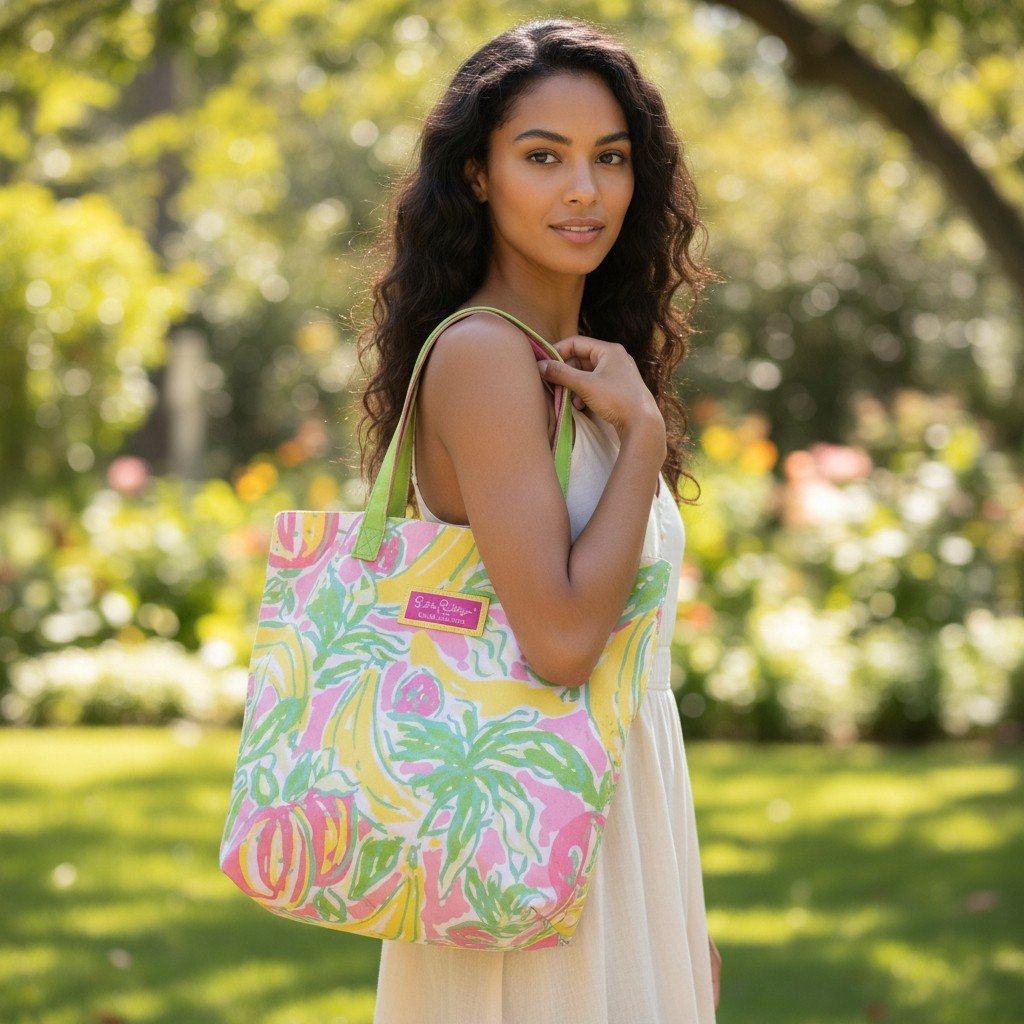 Lilly Pulitzer Estee Lauder Floral Tote Beach Bag Preppy Shopper Shoulder Purse